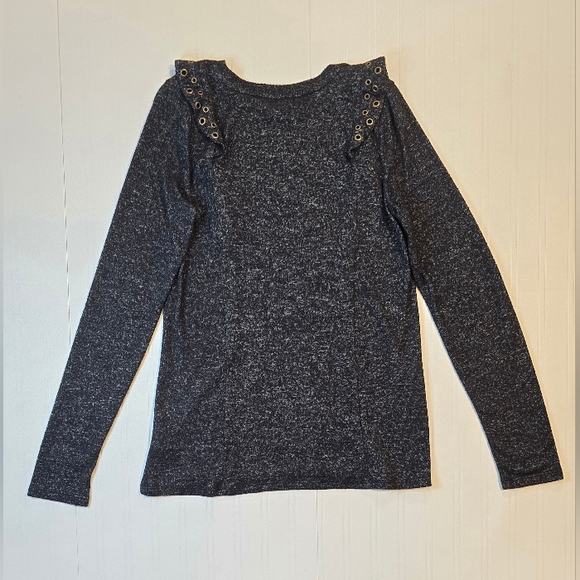 Miss Me Gray Ruffled Blouse - Picture 2 of 4